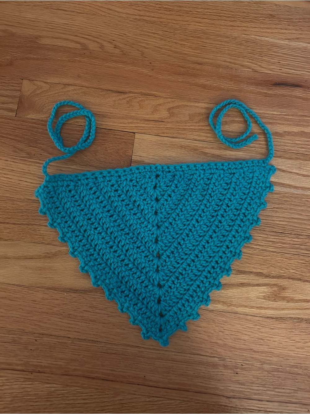 Handmade Turquoise Crochet Triangle Hair Scarf - Women Accessories